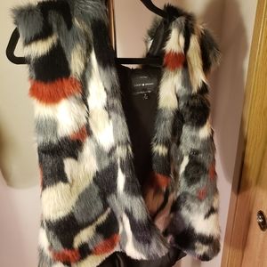 NWOT Lucky Brand multicolor faux fur vest medium